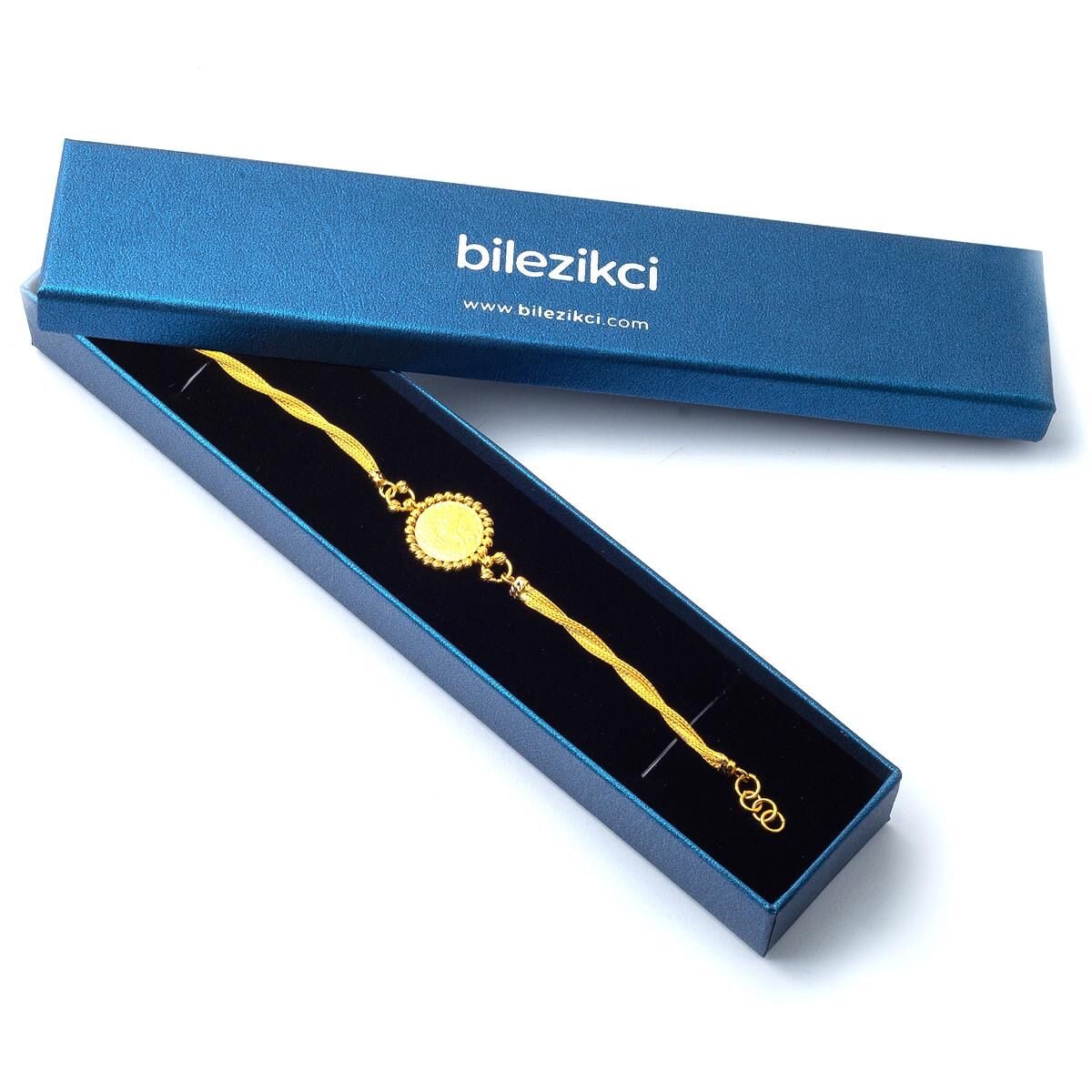 22K Yellow Gold Half Ottoman Resat Coin Bracelet (12.2 g)