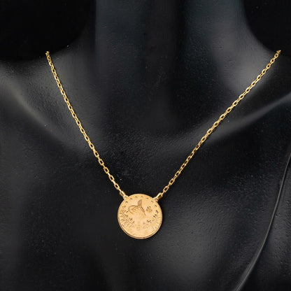 22K Yellow Gold Half Ottoman Resat Coin Cubic Zirconia Necklace (7.66 g)