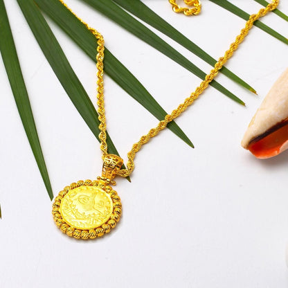 22K Yellow Gold Half Ottoman Resat Coin Necklace (10.04 g)