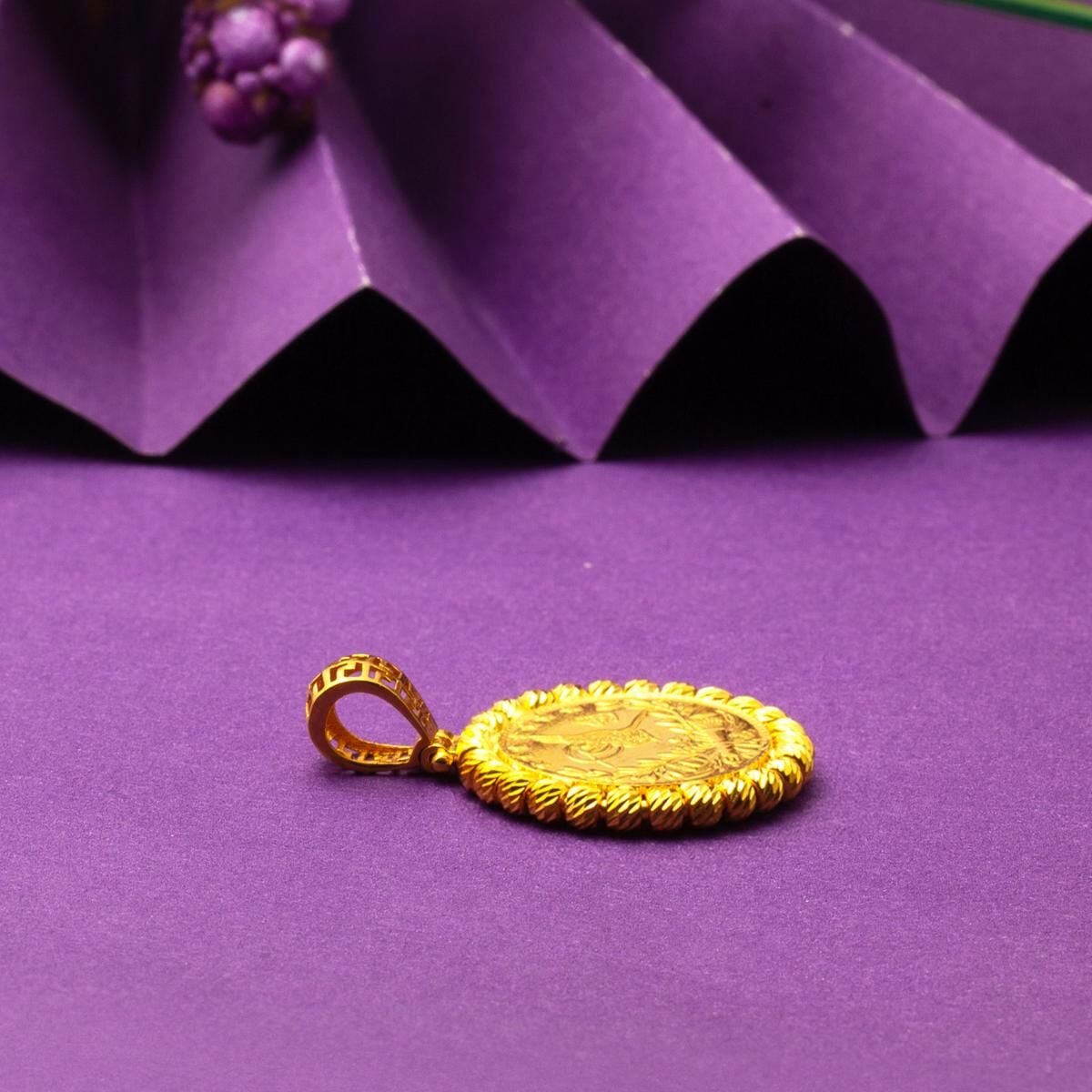 22K Yellow Gold Half Ottoman Resat Coin Necklace (10.04 g)