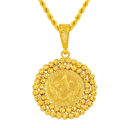 22K Yellow Gold Half Ottoman Resat Coin Necklace
