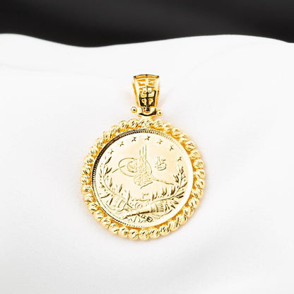 22K Yellow Gold Half Ottoman Resat Coin Pendant (6.23 g)