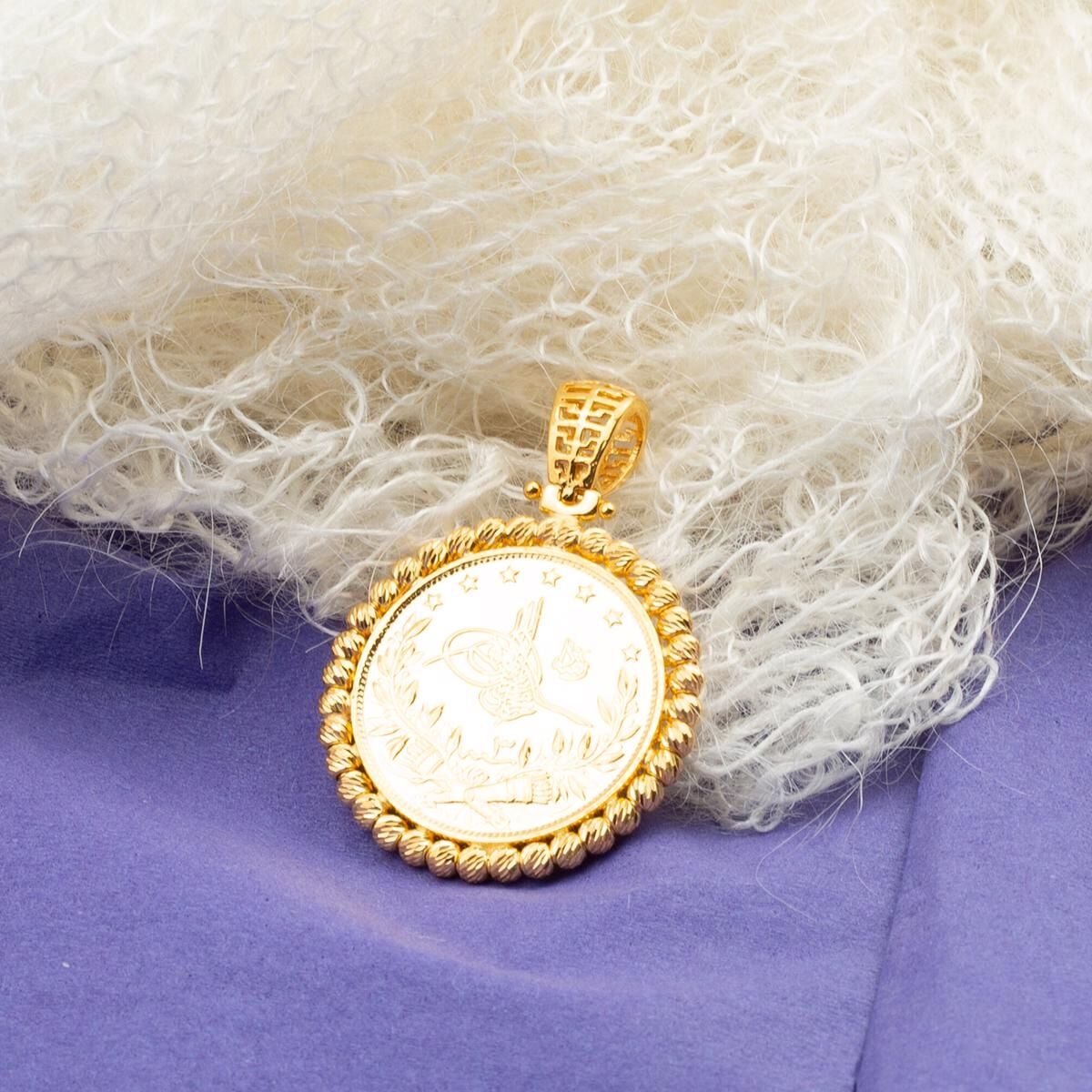 22K Yellow Gold Half Ottoman Resat Coin Pendant (6.23 g)