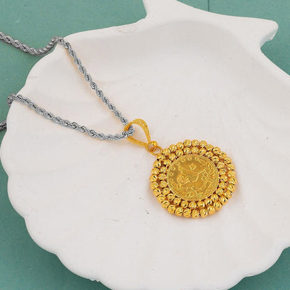 22K Yellow Gold Half Ottoman Resat Coin Pendant (8.39 g)