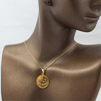 22K Yellow Gold Half Ottoman Resat Coin Chain Necklace