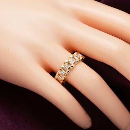 14K Yellow Gold Half Eternity Baguette Cubic Zirconia Ring