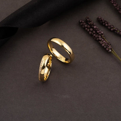 14K Yellow Gold Half Eternity Cubic Zirconia Women's Wedding Band