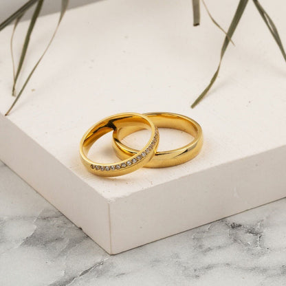 14K Yellow Gold Half Eternity Cubic Zirconia Women's Wedding Band