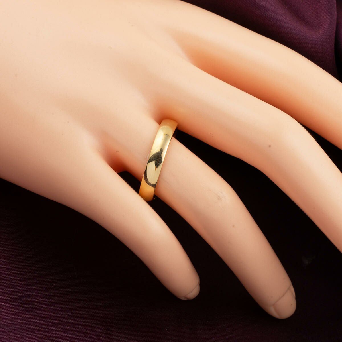 14K Yellow Gold Half Eternity Double Cubic Zirconia Wedding Band Ring