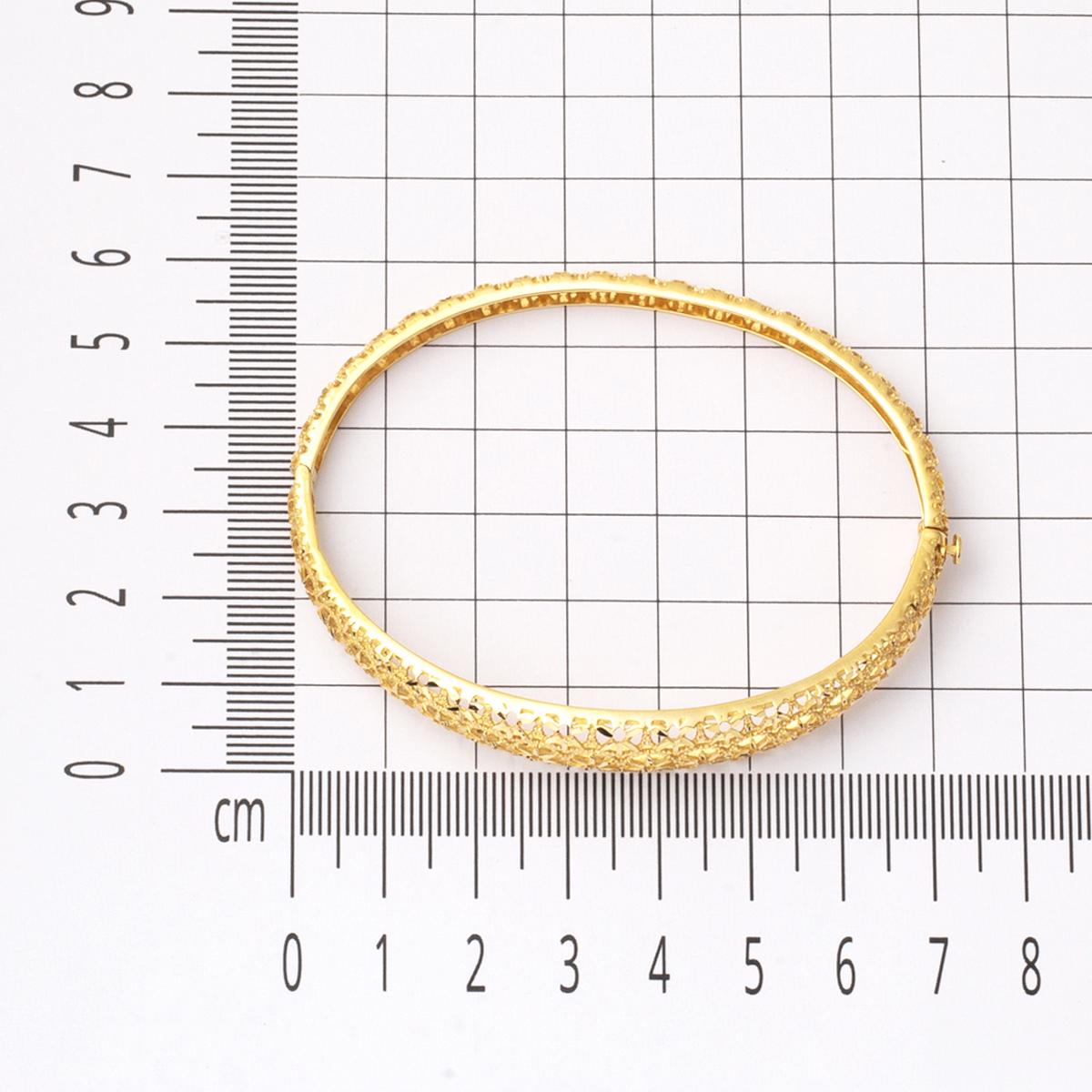 14K Yellow Gold Flower of Life Hinged Cuff Bangle (10.31 g)