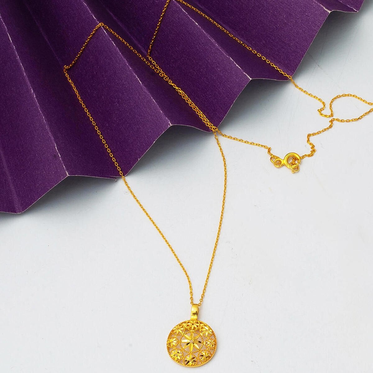 14K Yellow Gold Flower of Life Necklace