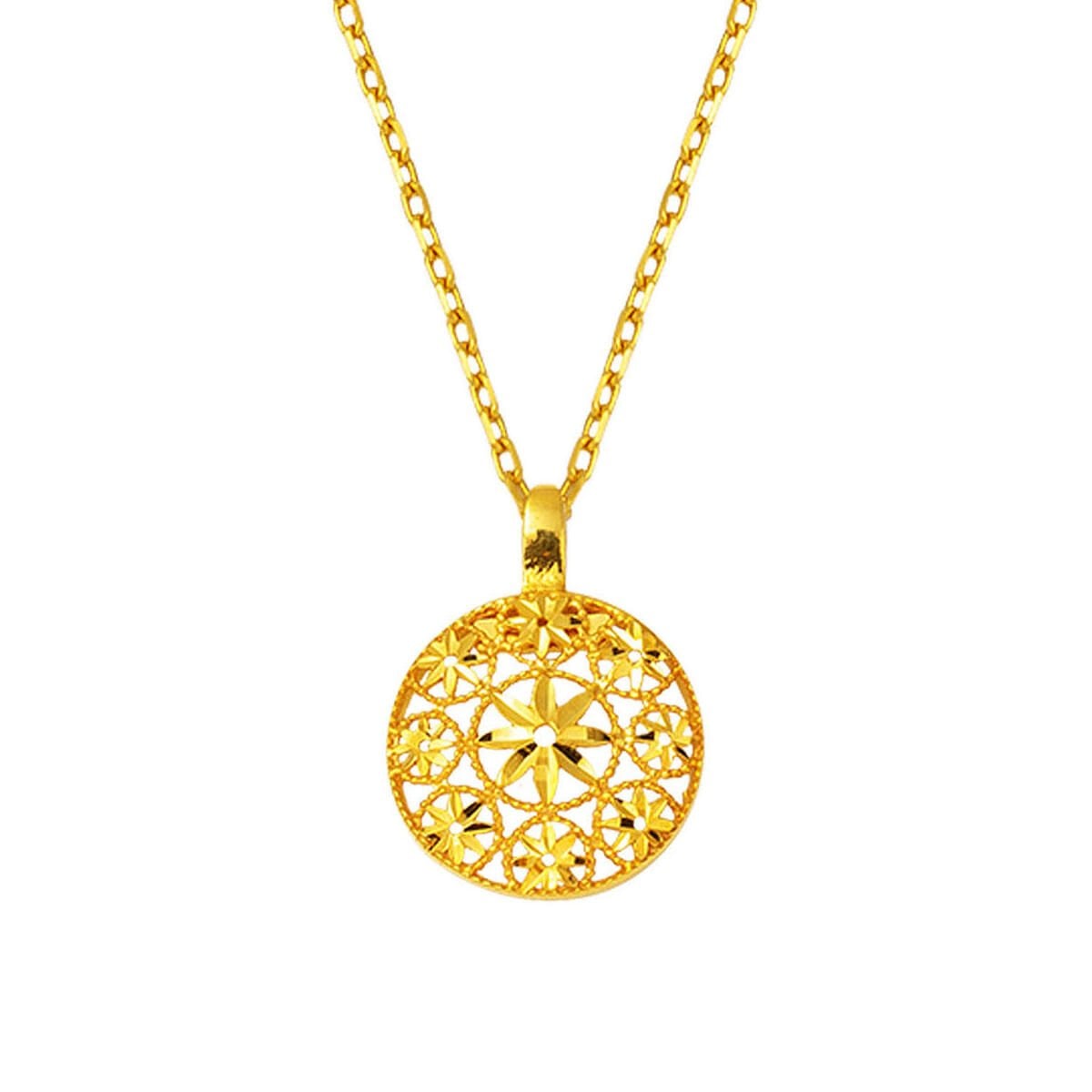 14K Yellow Gold Flower of Life Necklace