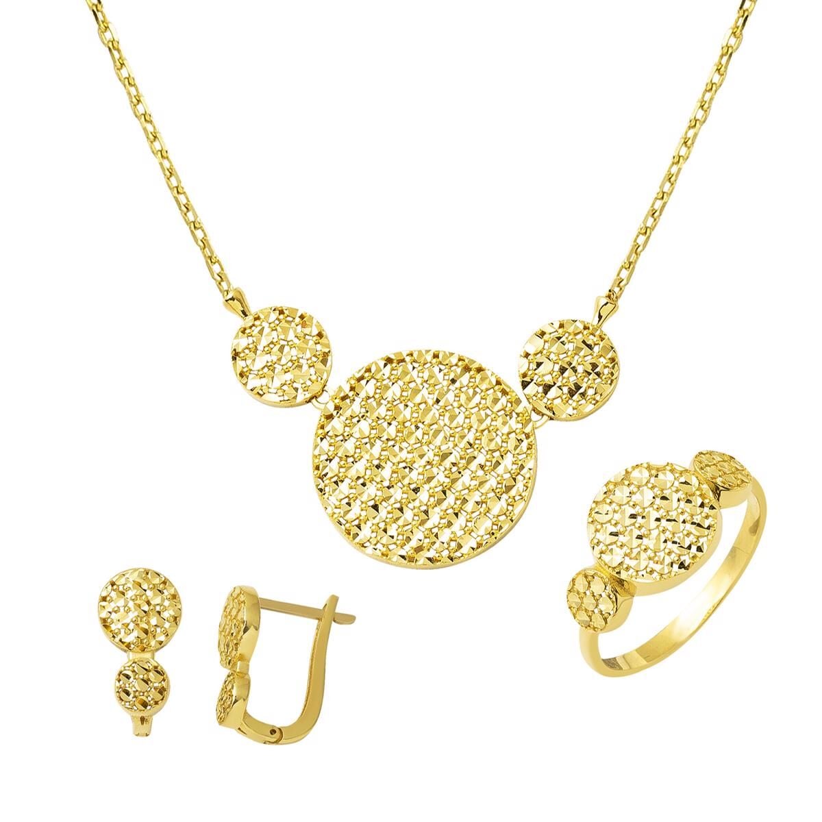 14K Yellow Gold Flower of Life Jewelry Set (7.1 g)