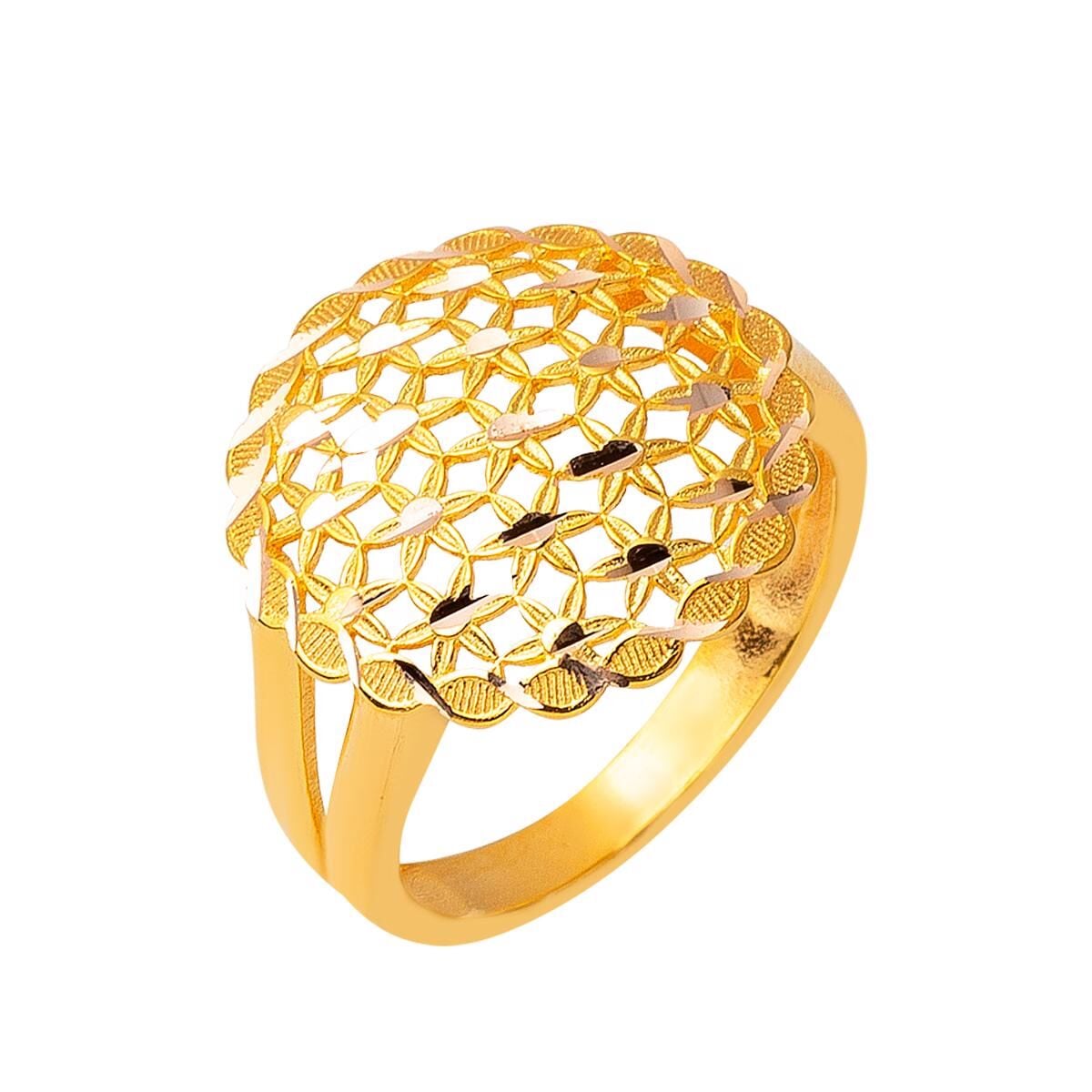 14K Yellow Gold Flower of Life Ring (2.95 g)