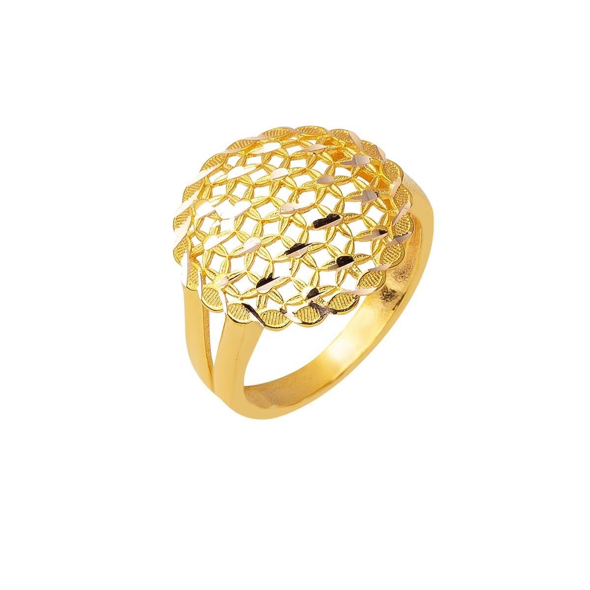 14K Yellow Gold Flower of Life Ring (2.95 g)