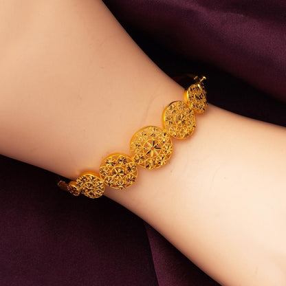 22K Yellow Gold Flower of Life Hinged Cuff Bangle (10.85 g)