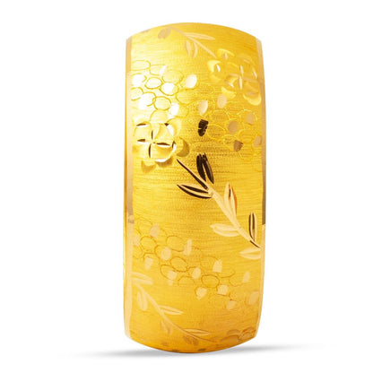 22K Yellow Gold Flower of Life Extra Wide Bangle