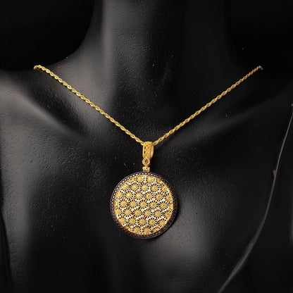 14K Yellow Gold Flower of Life Cubic Zirconia 3-Piece Jewelry Set
