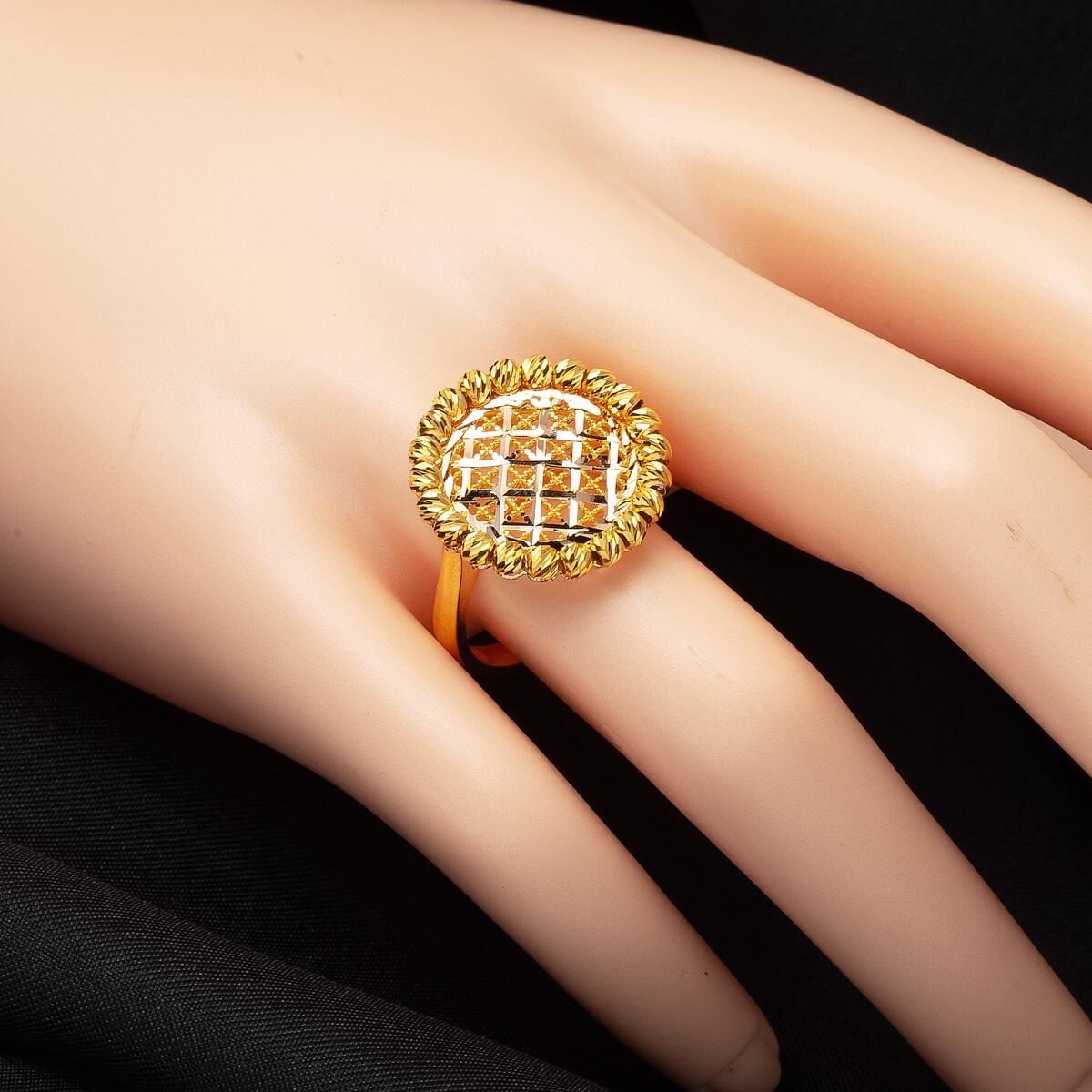 14K Yellow Gold Flower of Life Engagement Cubic Zirconia Jewelry Set