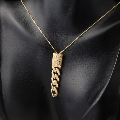 14K Yellow Gold Flower of Life Curb Minimalist Jewelry Set