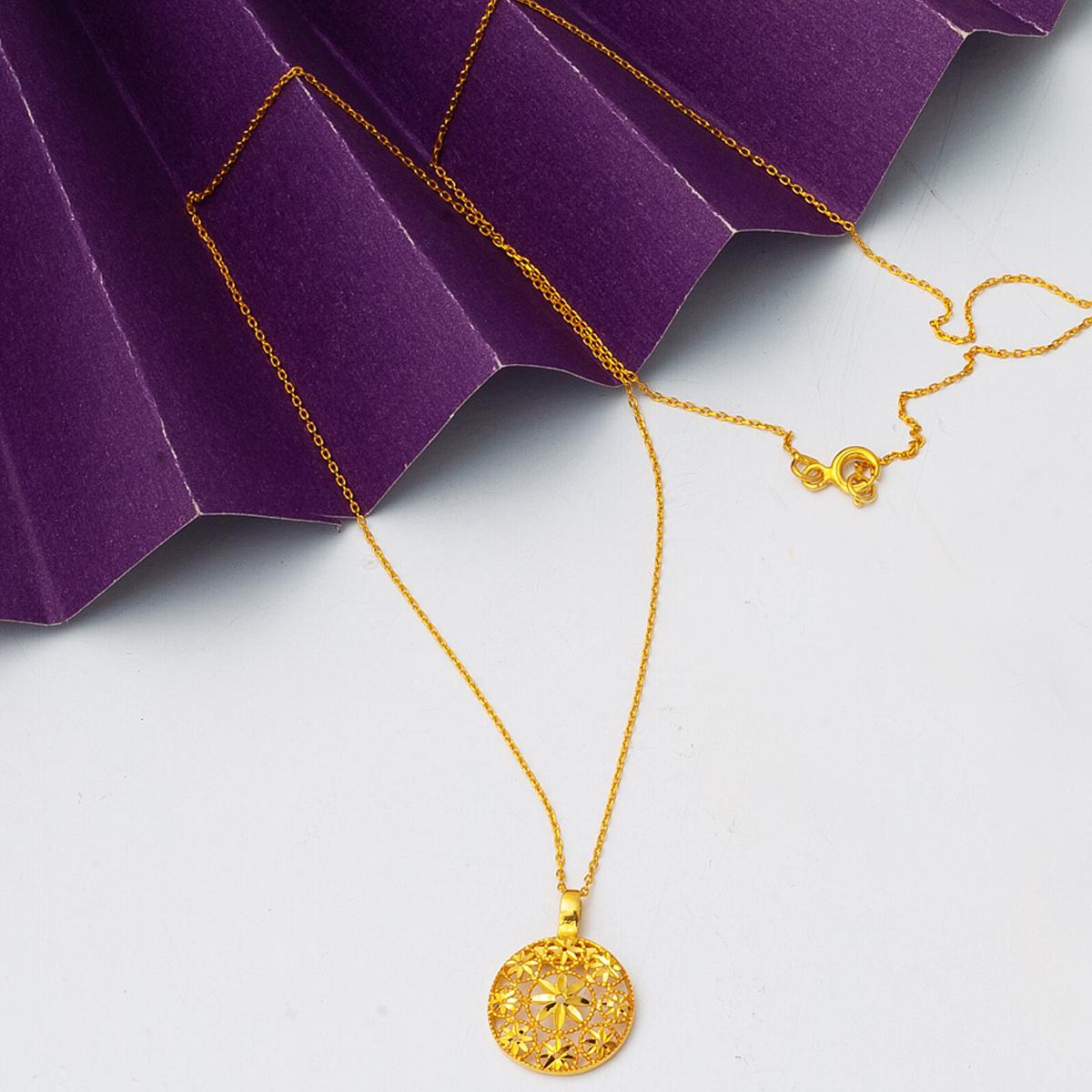 22K Yellow Gold Flower of Life Necklace and Earrings Set (5.85 g)