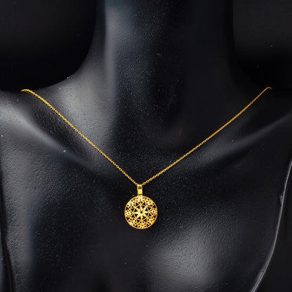 22K Yellow Gold Flower of Life Necklace and Earrings Set (5.85 g)