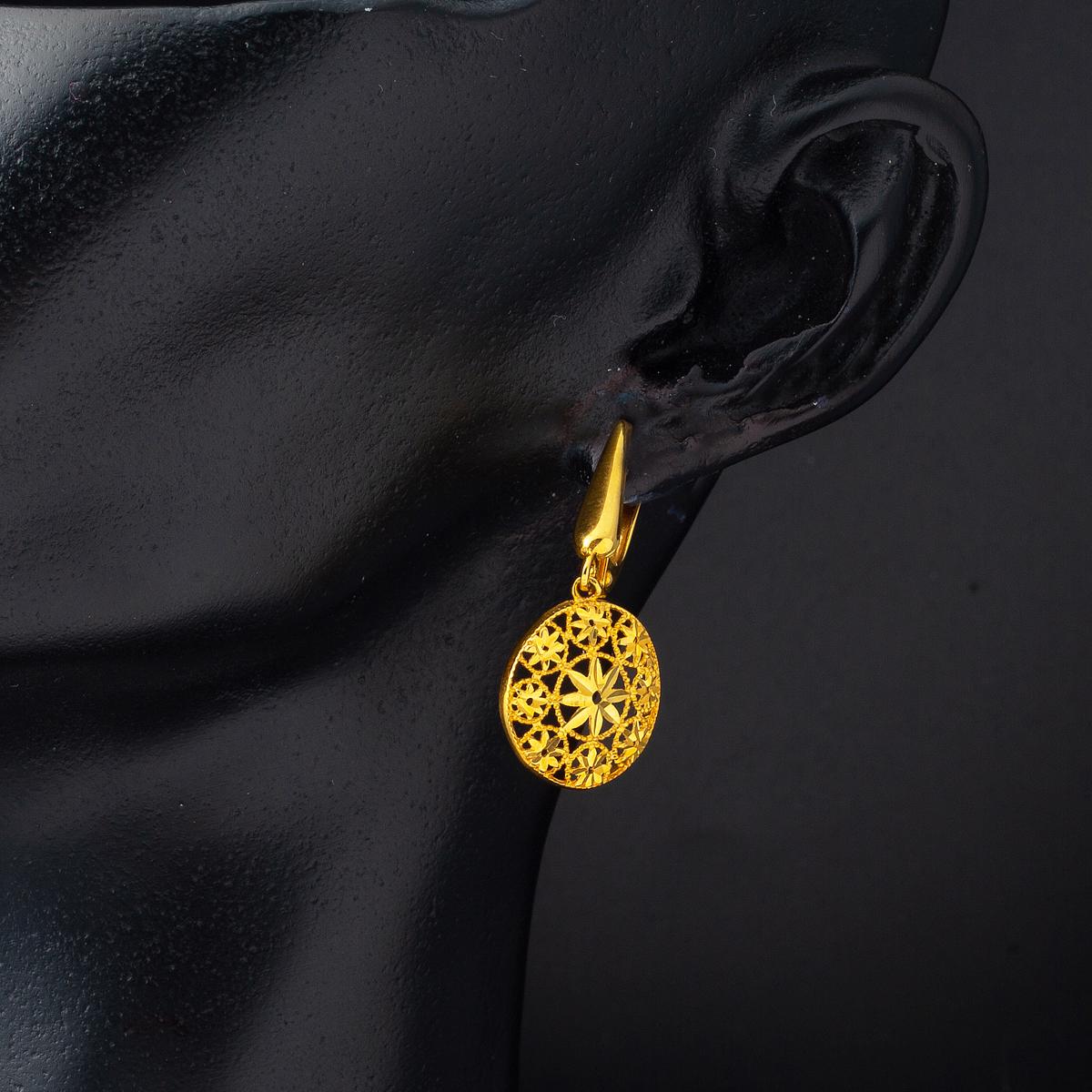 22K Yellow Gold Flower of Life Necklace and Earrings Set (5.85 g)