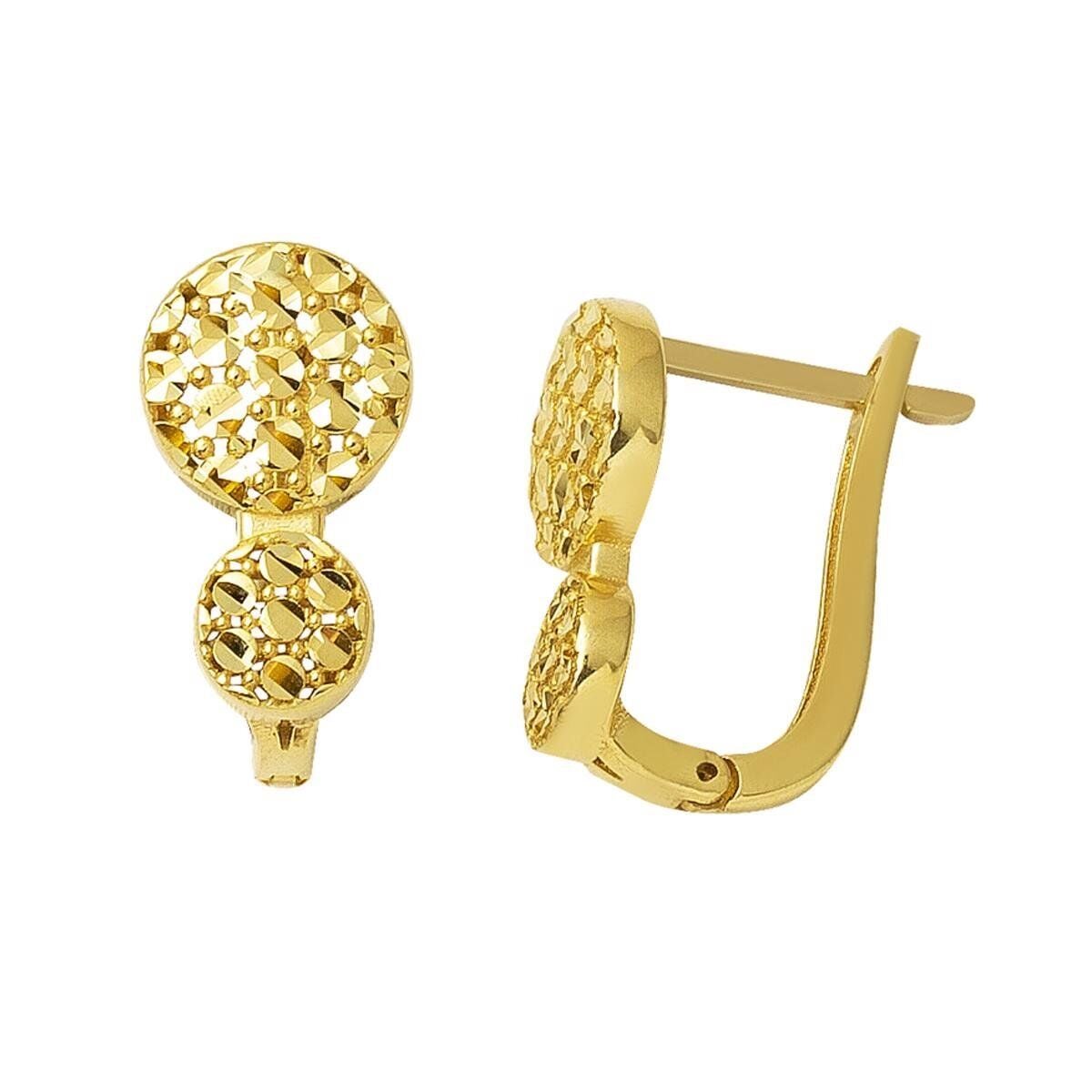 14K Yellow Gold Flower of Life Necklace and Earrings Set