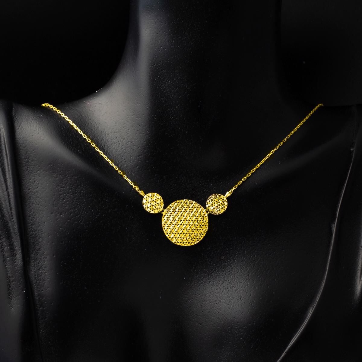 22K Yellow Gold Flower of Life Earrings and Necklace Set