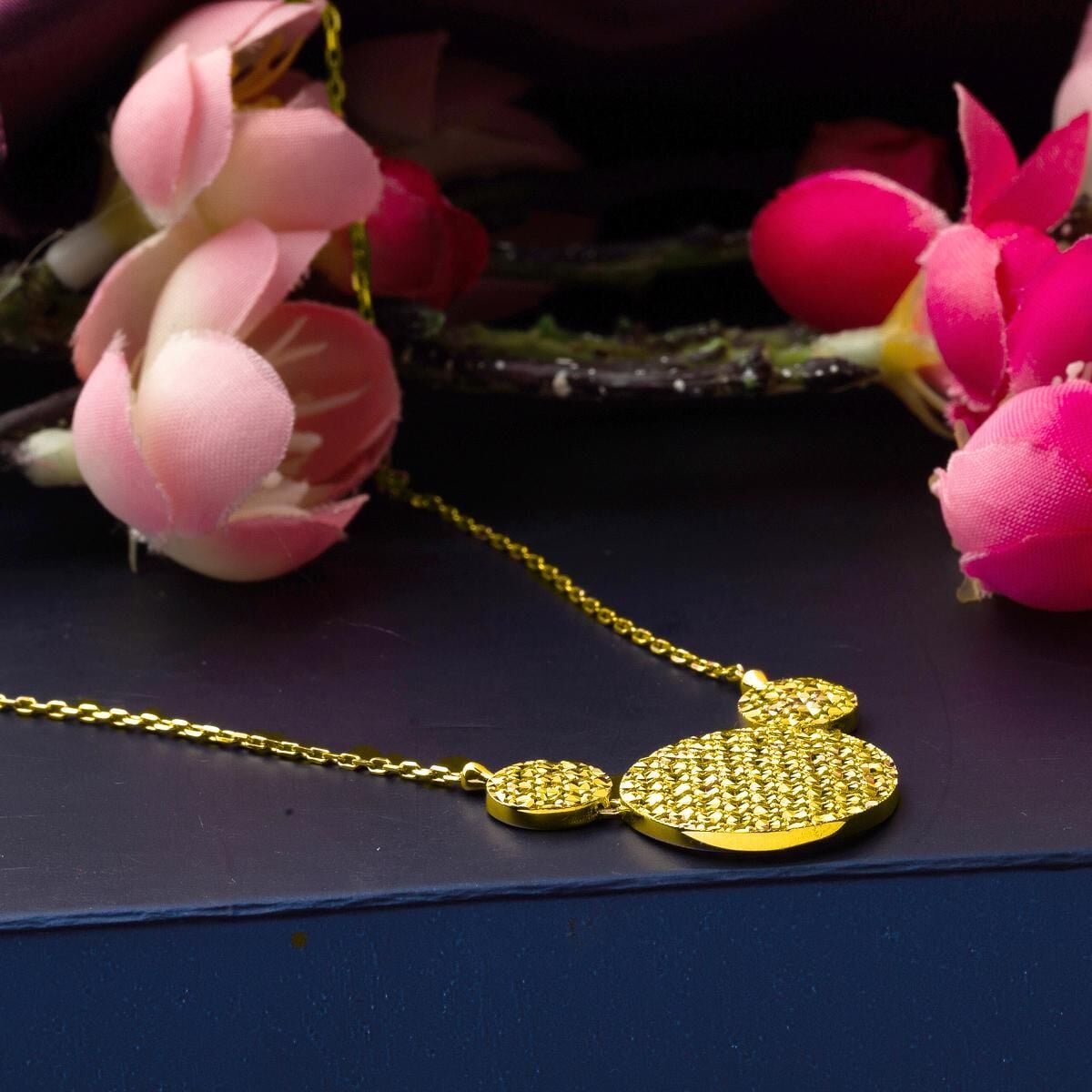 22K Yellow Gold Flower of Life Earrings and Necklace Set