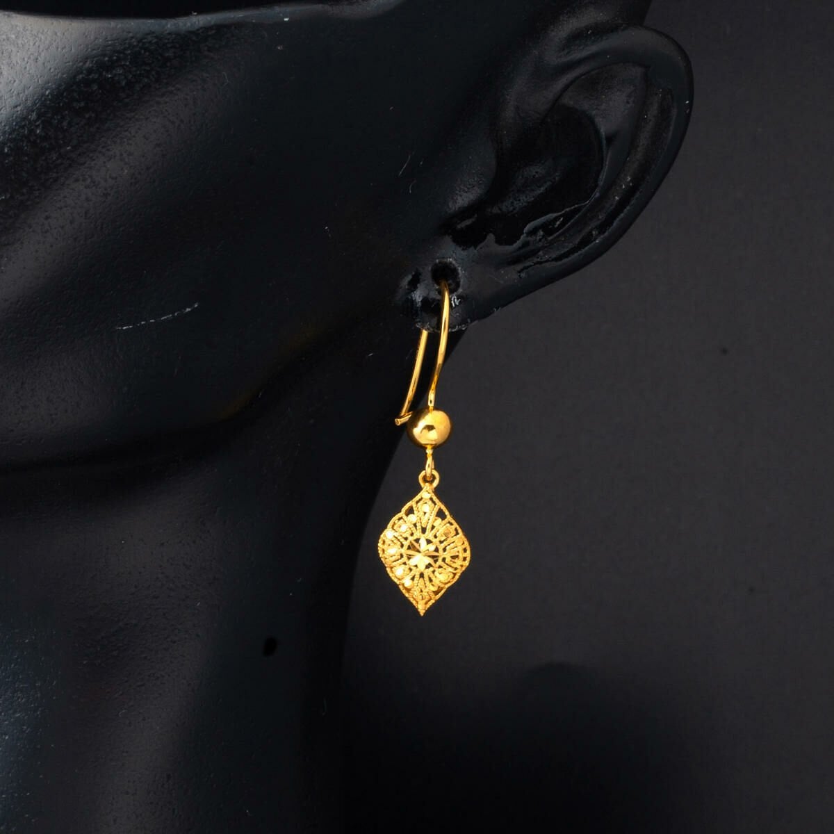 22K Yellow Gold Flower of Life Dangle Earrings (3 g)