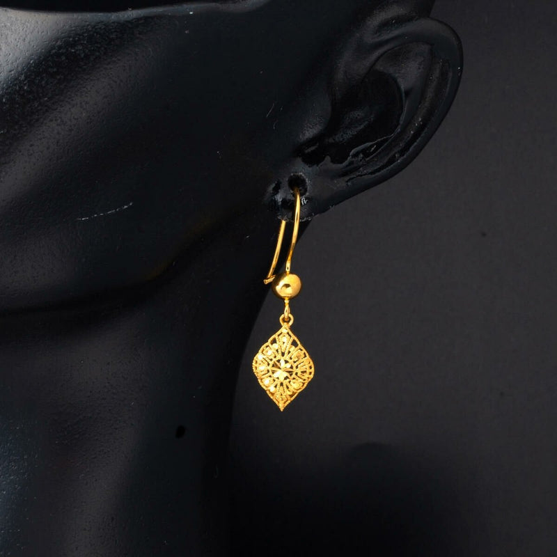 22K Yellow Gold Flower of Life Dangle Earrings (3 g)