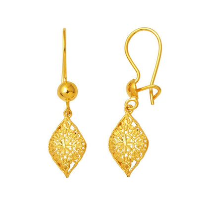 22K Yellow Gold Flower of Life Dangle Earrings (3 g)