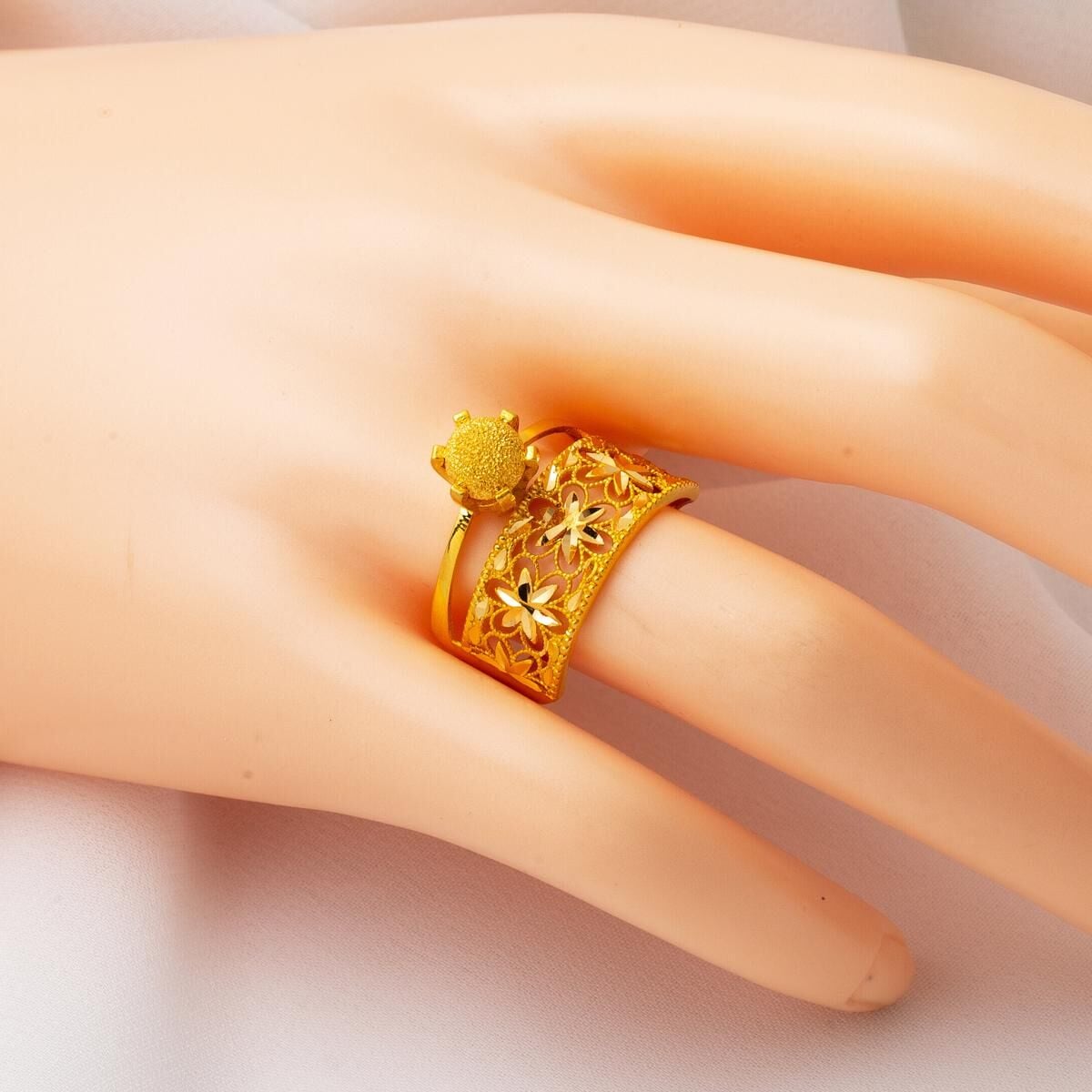 22K Yellow Gold Flower of Life Ball Ring