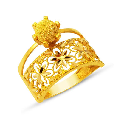 22K Yellow Gold Flower of Life Ball Ring