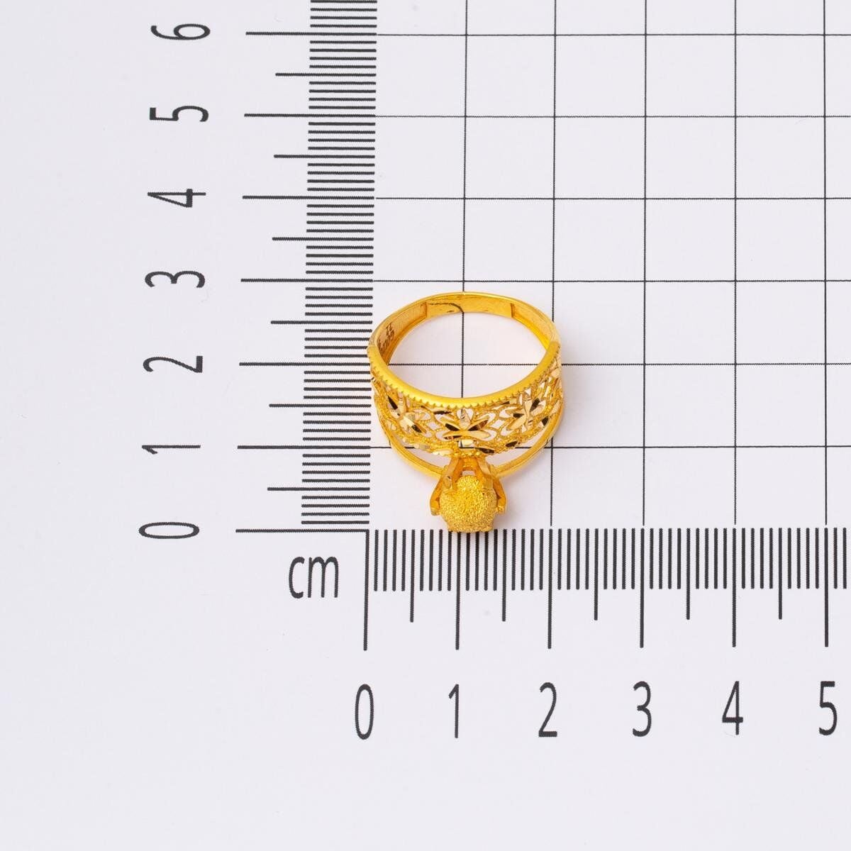 22K Yellow Gold Flower of Life Ball Ring