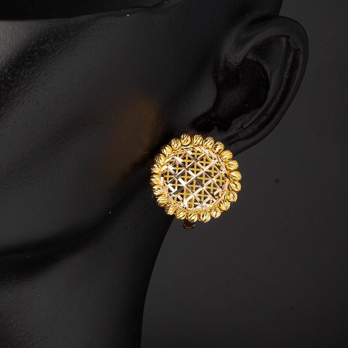 14K Yellow Gold Flower of Life Bead Earrings