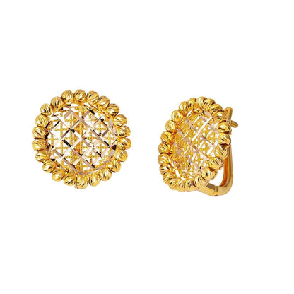 14K Yellow Gold Flower of Life Bead Earrings