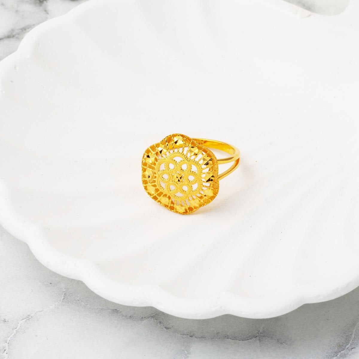 14K Yellow Gold Life Rose Ring