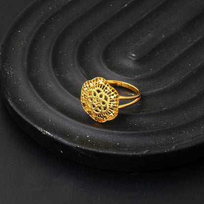 14K Yellow Gold Life Rose Ring
