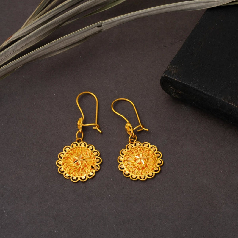 22K Yellow Gold Life Rose Women's Earrings