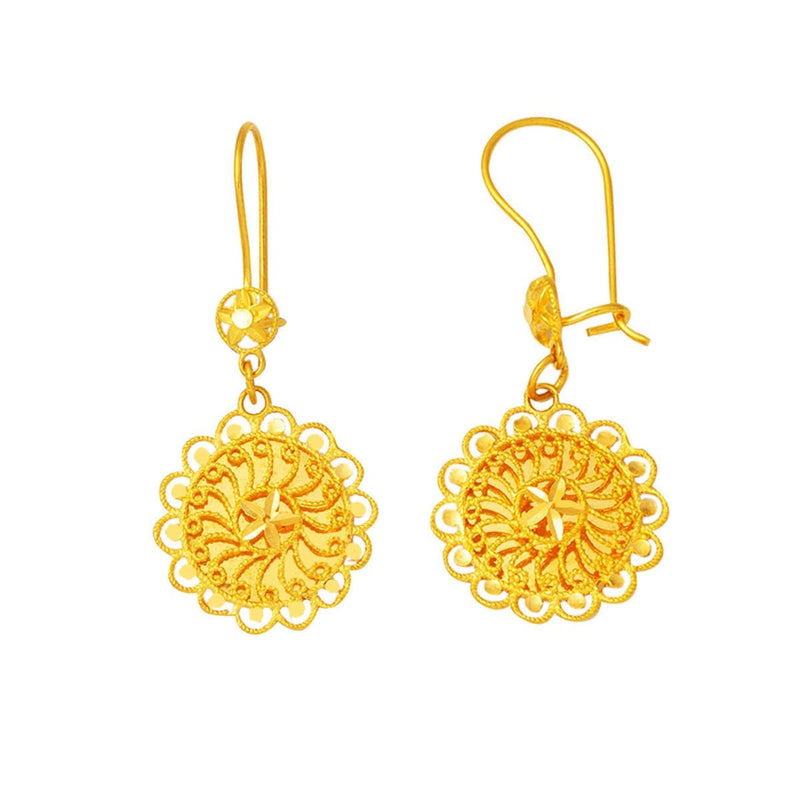 22K Yellow Gold Life Rose Women's Earrings