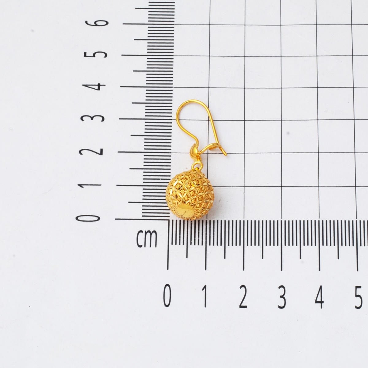 22K Yellow Gold Life Ball Dangle Earrings