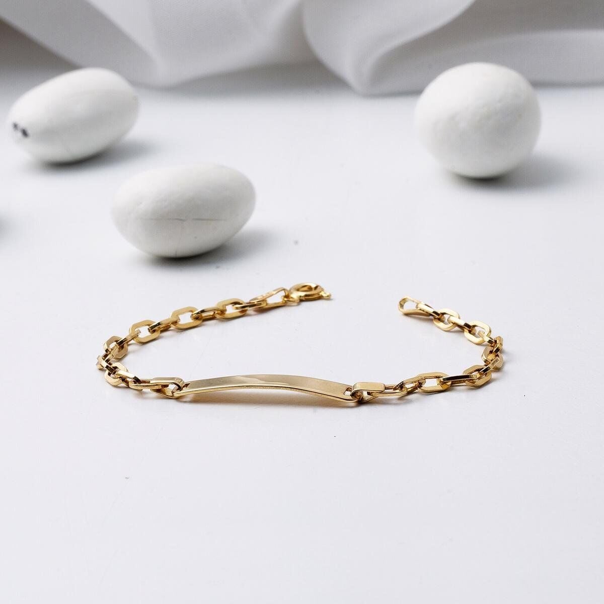 14K Yellow Gold Custom Text Personalized Baby ID Bracelet