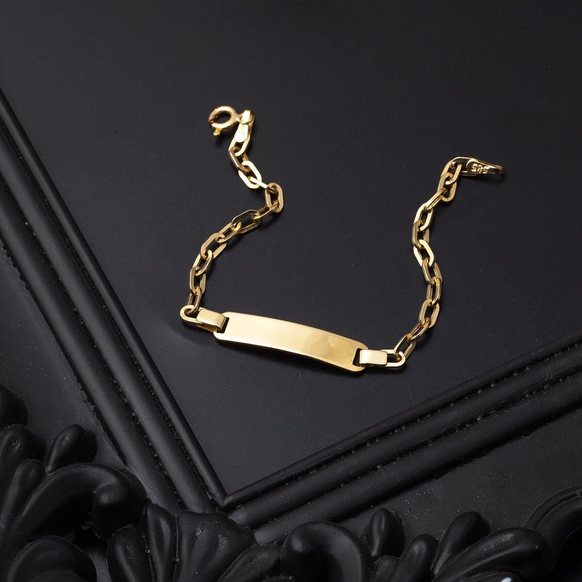 14K Yellow Gold Custom Text Personalized Baby ID Bracelet
