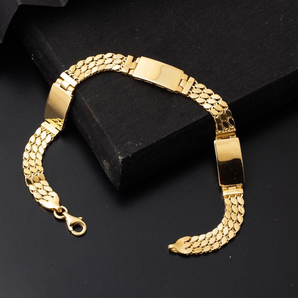 14K Yellow Gold Personalized Custom Text Bracelet