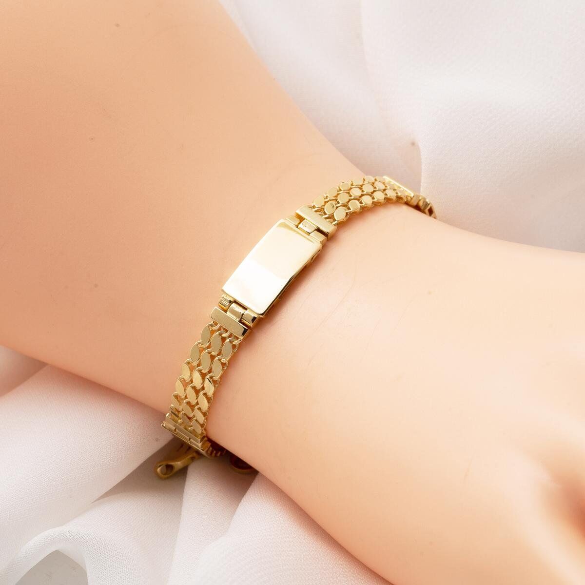 14K Yellow Gold Personalized Custom Text Bracelet