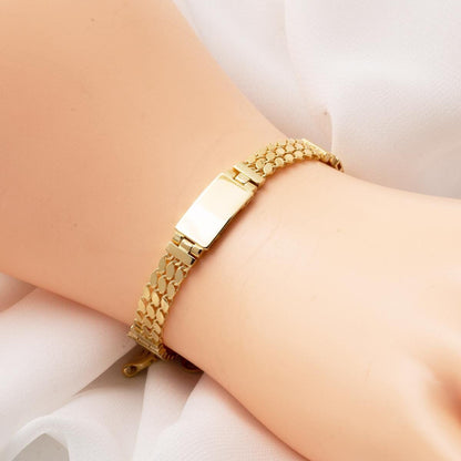 14K Yellow Gold Personalized Custom Text Bracelet