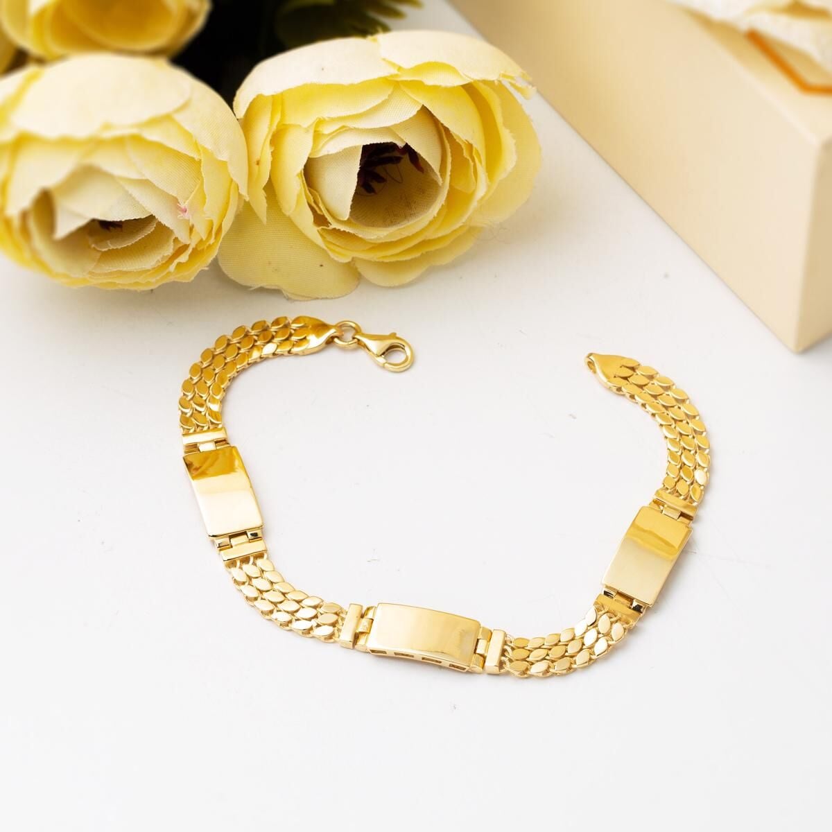 14K Yellow Gold Personalized Custom Text Bracelet