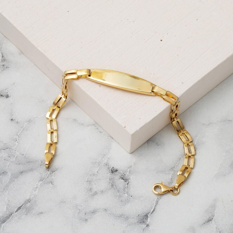 14K Yellow Gold Personalized Custom Text Children's ID Bracelet (3.21 g)